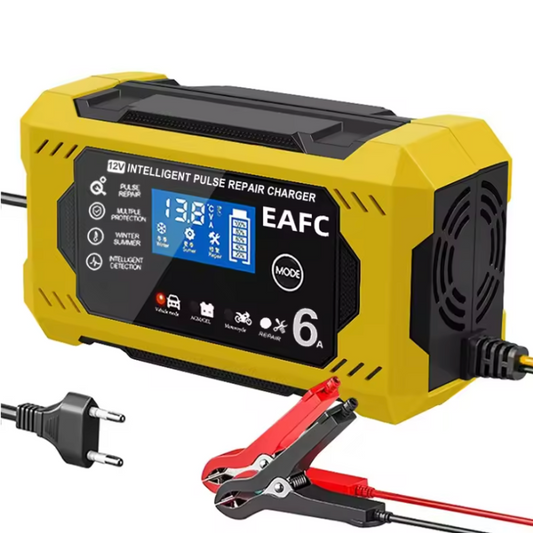 Intelligent Bilbatterilader 12V/24V - LCD-skjerm & Automatisk beskyttelse