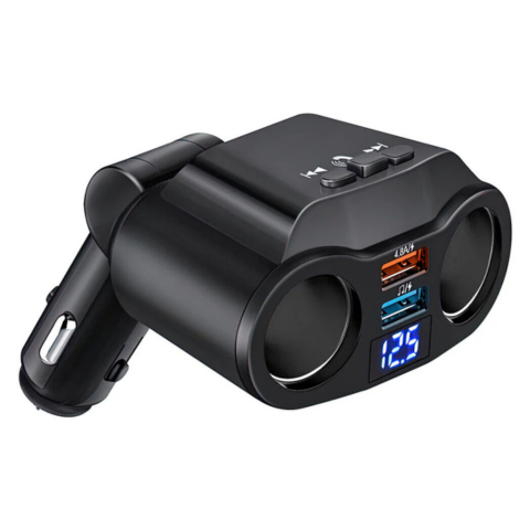 Adapter do zapalniczki samochodowej - podwójny port USB i wyświetlacz cyfrowy