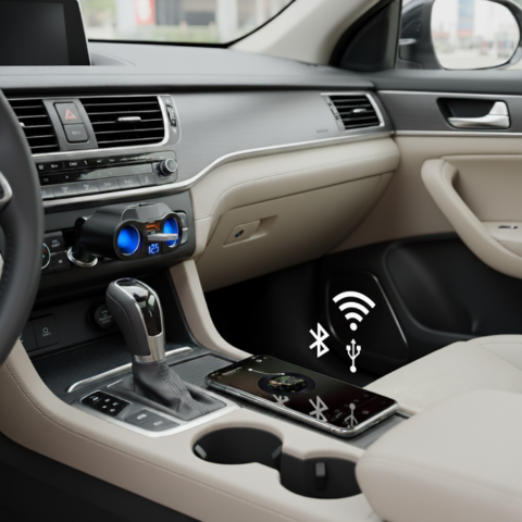 Adapter do zapalniczki samochodowej - podwójny port USB i wyświetlacz cyfrowy