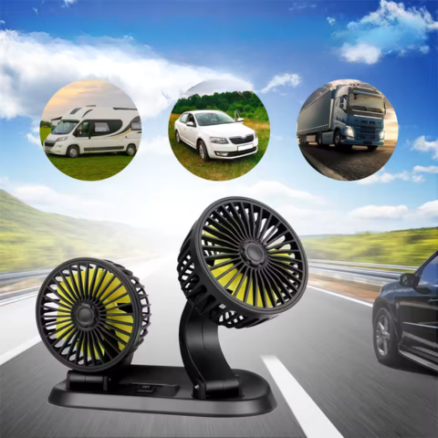 Dvouhlavý automatický ventilátor - napájení z USB nebo zapalovače doutníků