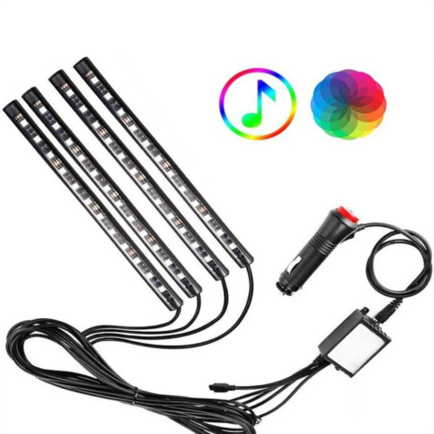 Kit LED Atmosfera Auto – Luci Multicolori Reattive al Suono 