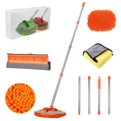 Multifunktionell Bilvårdsset — Justerbart Handtag & Mjuk Duk 